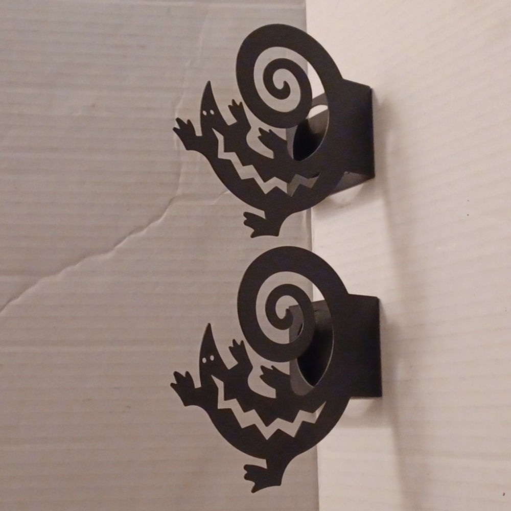 4/$60 Black Metallic Lizard Tea Light Holders - Set of 2